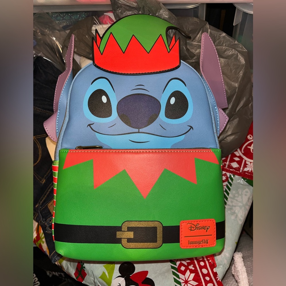 Disney loungefly Christmas elf stitch mini backpack